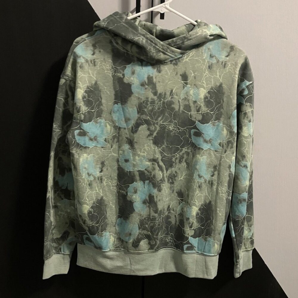 NWT Just Be Sage Floral Print Hooded Pull-over Sweatshirt Size S‎